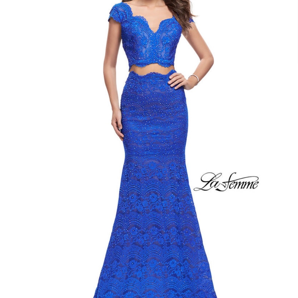 La Femme Prom Dress - Crystal/Royal Blue